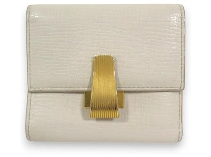 Portafoglio tri-fold in pelle Palmellato di Bottega Veneta Crudo