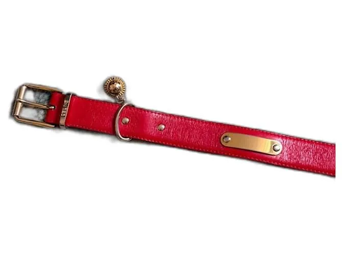 Céline - cintura in pelle rossa con campanella dorata Rosso