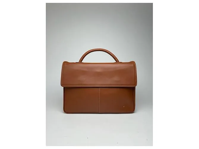 Borsa in pelle vintage Issey Miyake 2way marrone