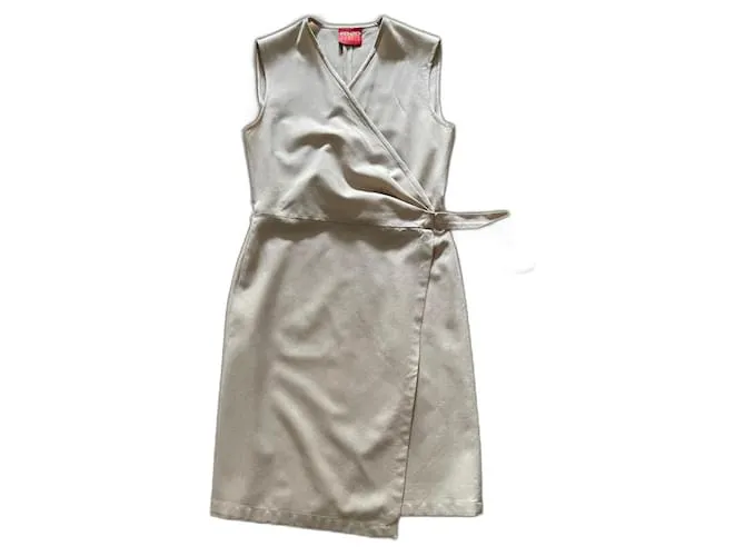 Kenzo Abito avvolgente beige senza maniche taglia 36-38