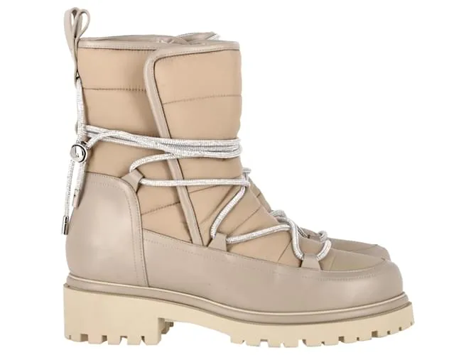 Stivaletti in pelle beige con decorazioni Roger Vivier