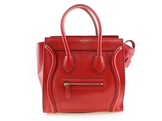 Céline Borsa a mano in pelle Celine Luggage Micro Shopper Rosso