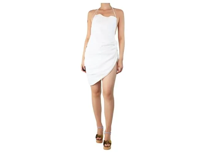 Jacquemus Abito mini in lino arricciato crema La Riviera - taglia UK 10 Crudo