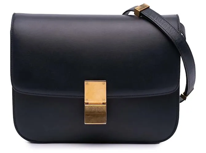 Classic Box Céline Celine Nero Medio Pelle di Vitello Scatola Classica