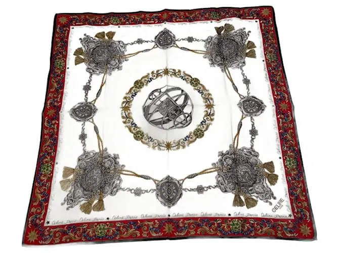 Céline Tessuto vintage Celine Parigi rosso bianco