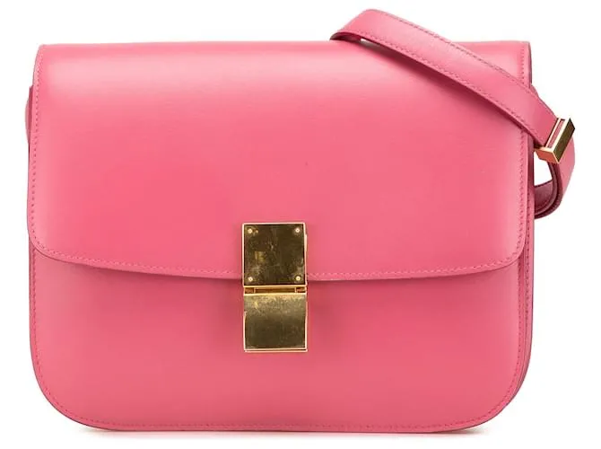 Classic Box Céline Celine Rosa Medio Pelle di Vitello Scatola Classica