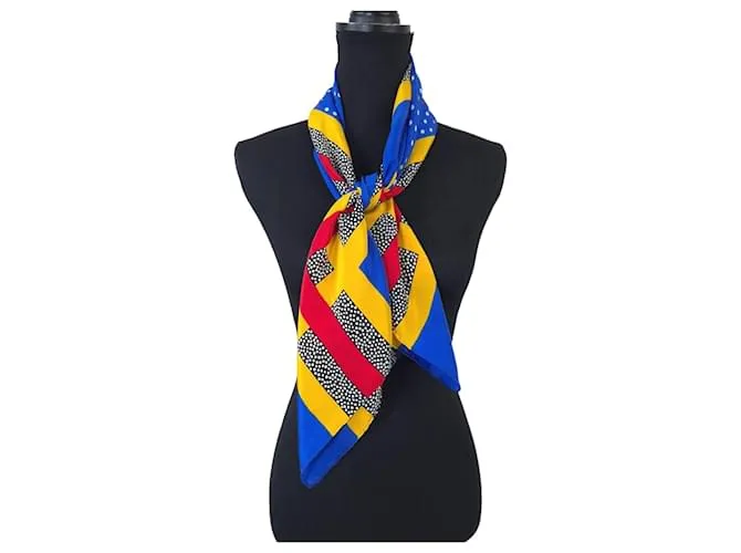 Givenchy foulard in seta anni '70 Blu Multicolore