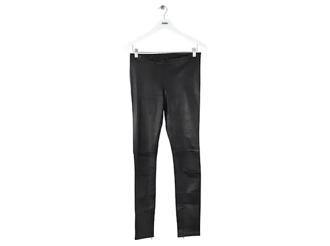Maje Pantaloni slim in pelle nera Nero
