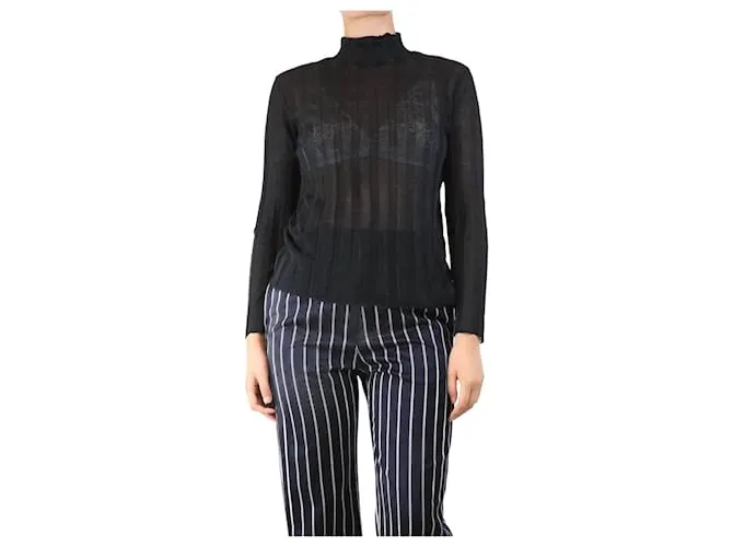 The row Top in maglia nera trasparente a coste - taglia S Nero