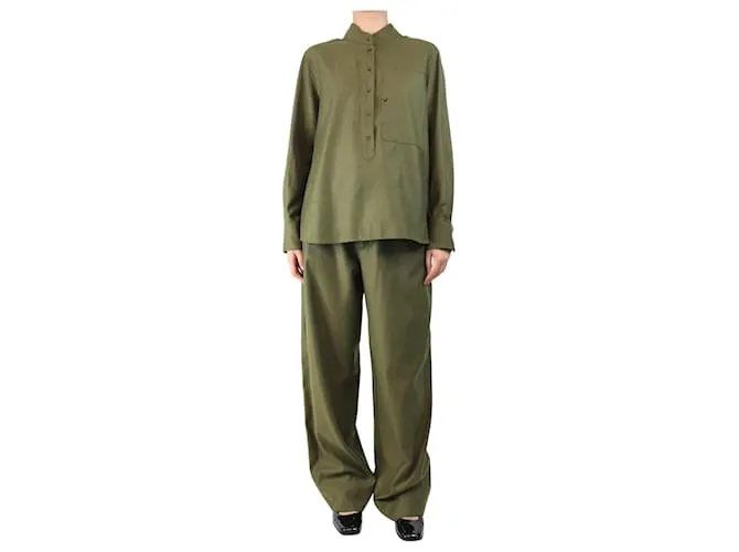 Soeur Set di camicia e pantaloni in lana khaki - taglia UK 10 Verde