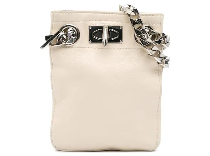Borsa a spalla Givenchy in pelle bianca con catena Shark Lock Bianco