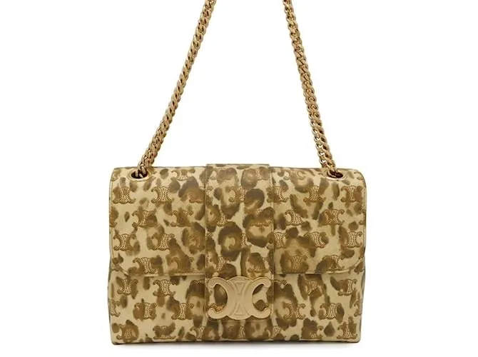 Céline Borsa a spalla Celine in pelle leopardata Marrone