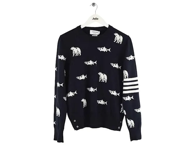 Thom Browne Maglione di lana blu