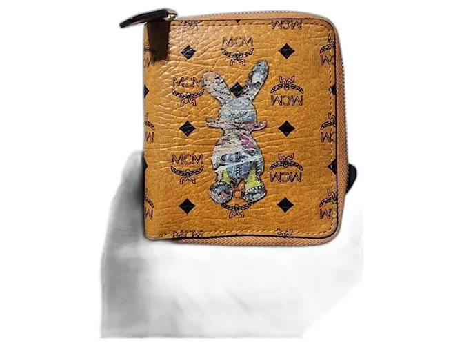 Portafoglio MCM Visetos Rabbit Zip Around Marrone