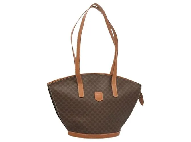 Céline Borsa a spalla in tela Macadam CELINE in pelle PVC marrone oro Auth 121423 D'oro