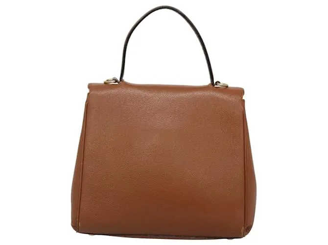 Céline Borsa a mano CELINE in pelle 2 vie marrone oro Auth hk2507 D'oro