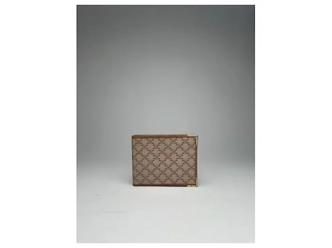 Céline Portafoglio in pelle vintage Celine Paris / porta carte beige