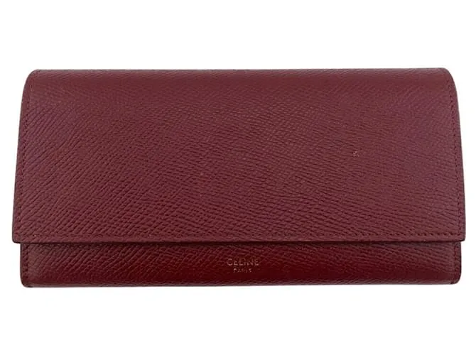 Céline Portafoglio lungo in pelle Bordeaux Celine Bordò