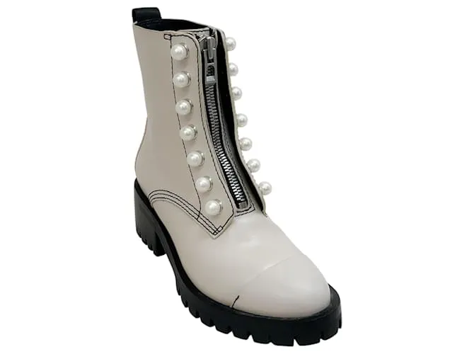 Stivali Hayett in pelle avorio con perle finte di 3.1 Phillip Lim Crudo