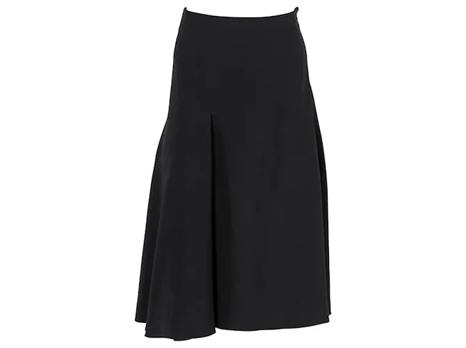 Céline Gonna midi in viscosa nera con dettaglio plissettato e orlo asimmetrico Celine Crepe Nero