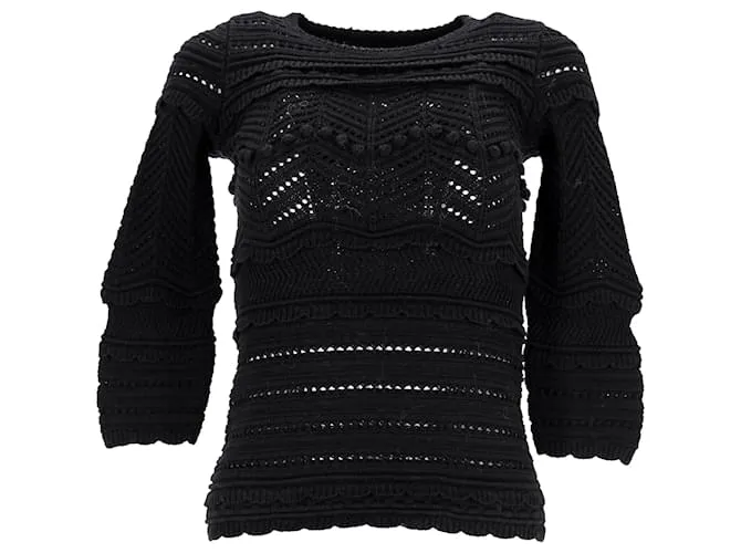 Top all'uncinetto Isabel Marant Étoile in cotone nero