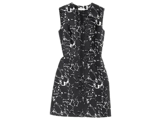 Abito mini shift in cotone nero con stampa jacquard di Balenciaga