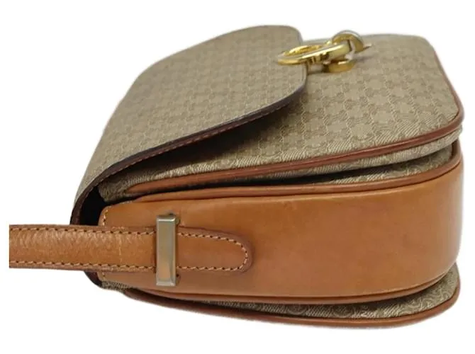 Céline Borsa a spalla in tela Macadam CELINE PVC beige oro Auth 119185 D'oro