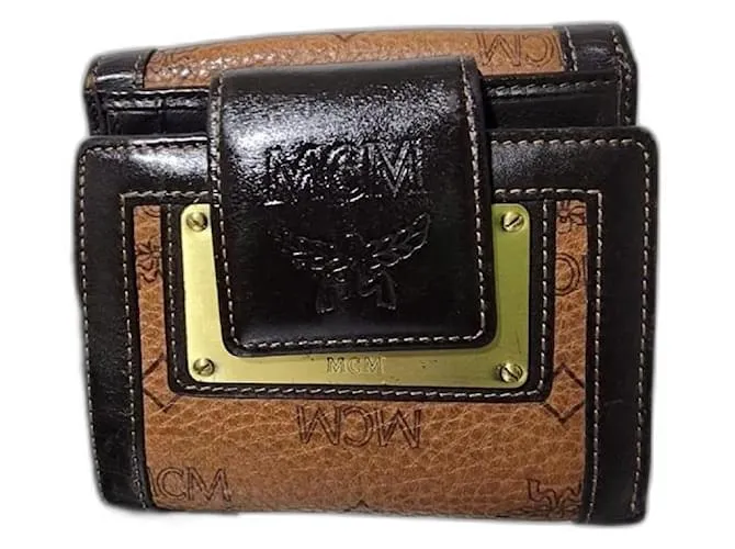 Portafoglio in pelle compatto MCM marrone