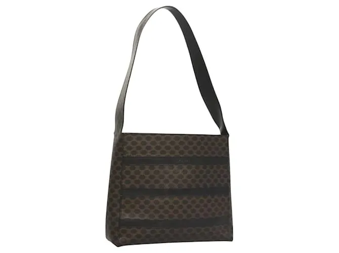 Céline Borsa a spalla in tela Macadam CELINE in pelle PVC nera e dorata Auth 119071 Nero D'oro