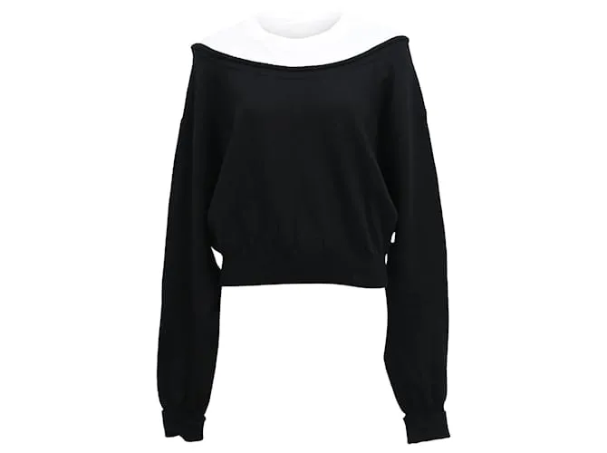 Maglione a strati Alexander Wang in lana nera e bianca Nero