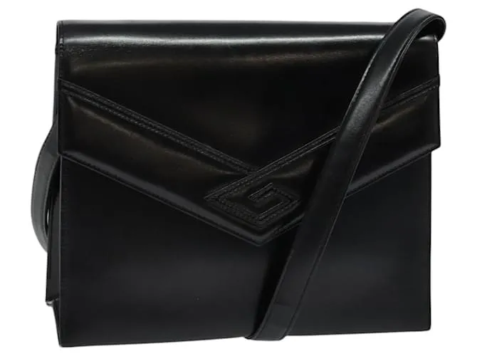 Borsa a spalla GIVENCHY in pelle nera e oro Auth bs24997 Nero D'oro