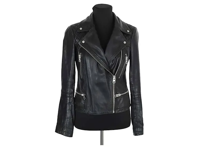 All Saints Giacca in pelle nera Nero