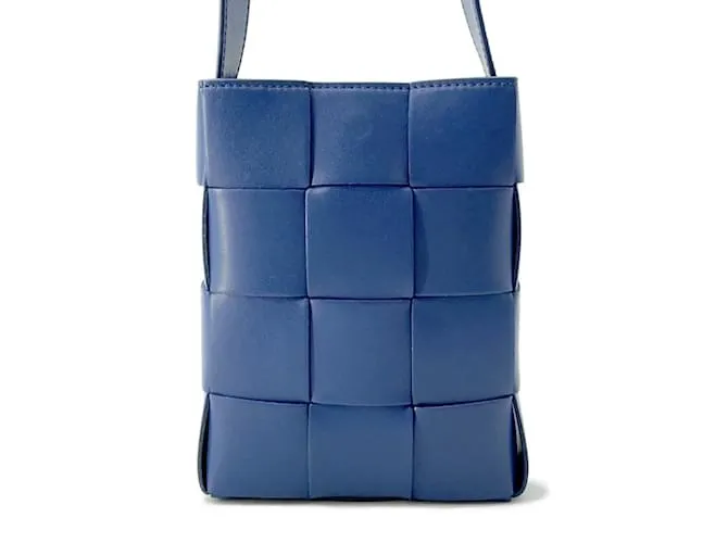 Borsa a spalla in pelle blu Bottega Veneta