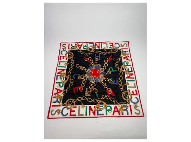 Céline Sciarpa vintage Celine Paris multicolore