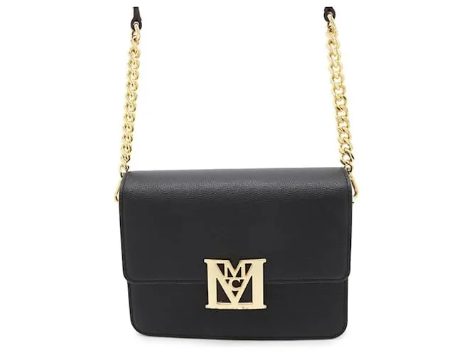 Borsa a spalla MCM in pelle Visetos Marrone Nero