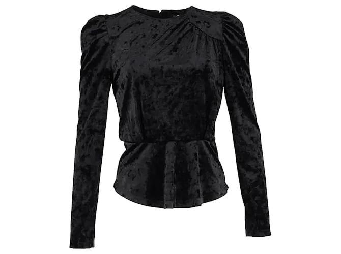 Top con maniche a sbuffo Gudellia in velluto nero di Isabel Marant
