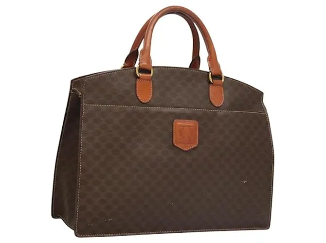 Céline Borsa a mano in tela Macadam CELINE in pelle PVC marrone oro Auth hk2512 D'oro