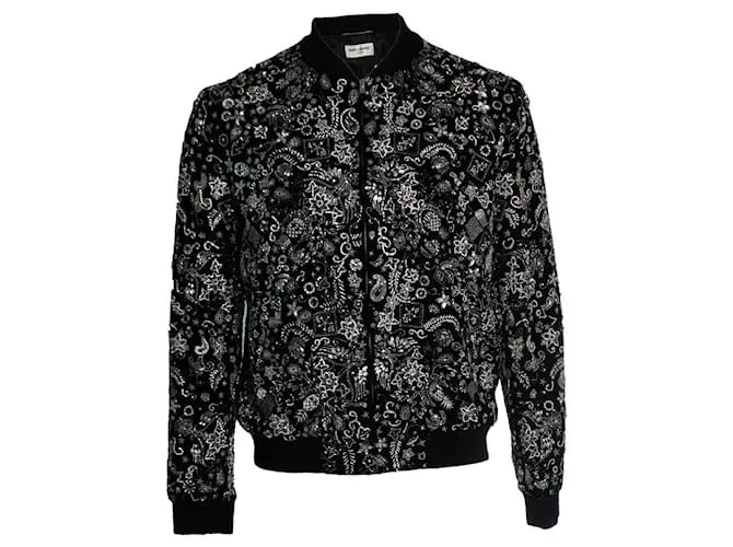 Teddy Saint Laurent, Bomber in velluto cristallo 2018 Nero