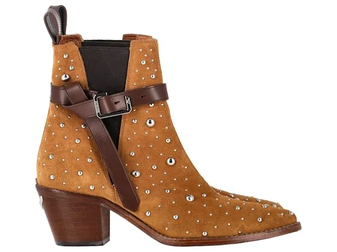 Stivaletti in suede marrone con borchie Tyler Cecilia Dream di Zadig & Voltaire Rosso