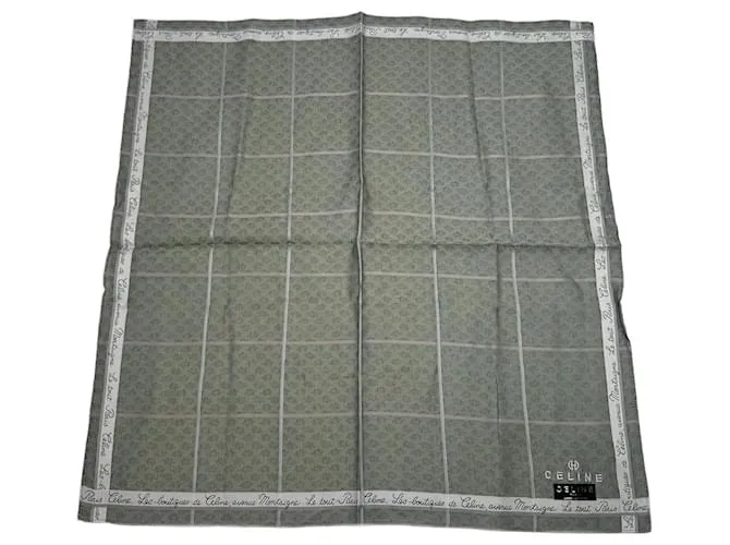 Céline Sciarpa vintage Celine Paris verde e bianca