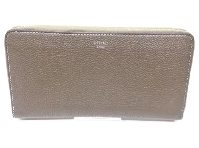 Céline Portafoglio lungo rotondo in pelle grigio scuro per donne CELINE Giallo Grigio antracite