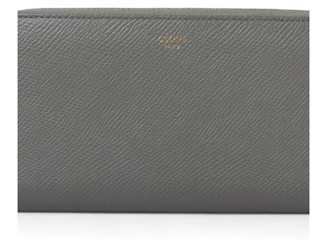 Céline Portafoglio lungo in pelle grigia Celine Marrone