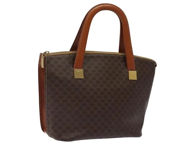 Céline Borsa a mano in tela Macadam CELINE in pelle PVC marrone oro Auth 119138 D'oro