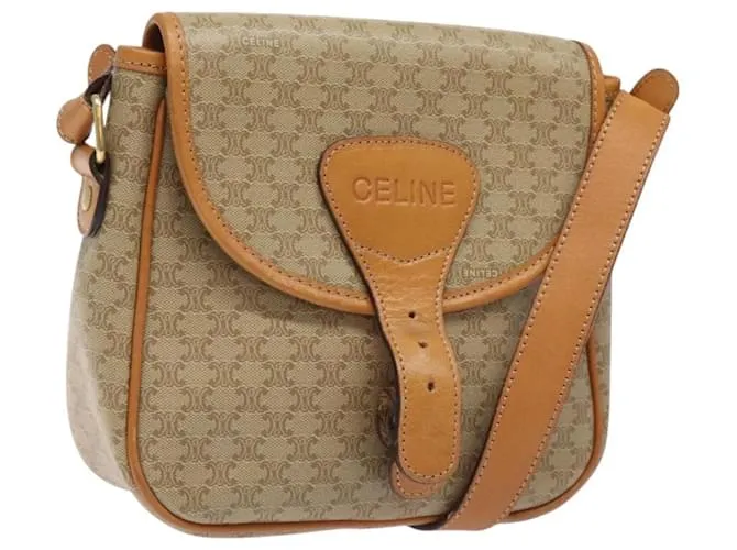 Céline Borsa a spalla in tela Macadam CELINE beige oro Auth PP421 D'oro