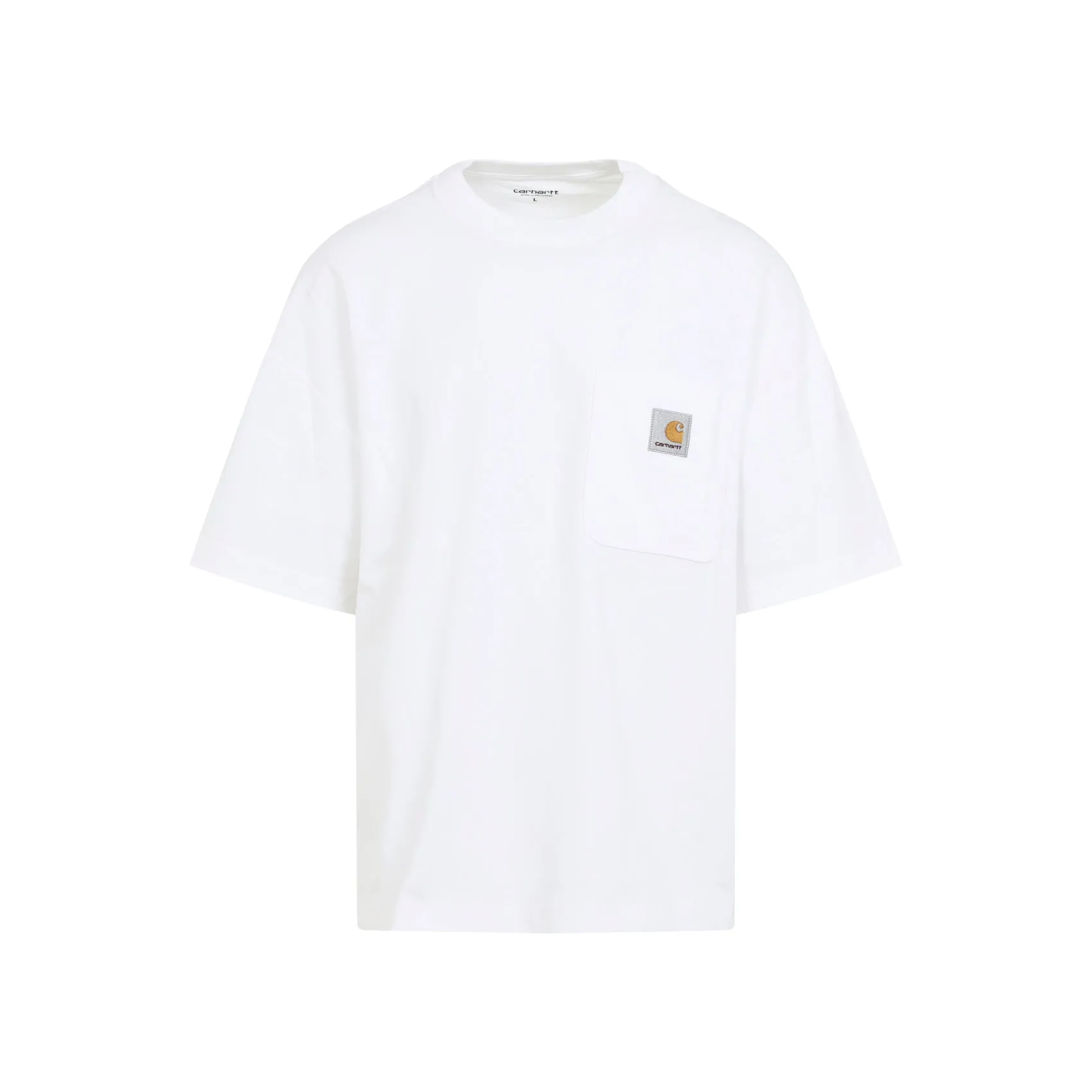 White Cotton Short Sleeves Pocket T-Shirt