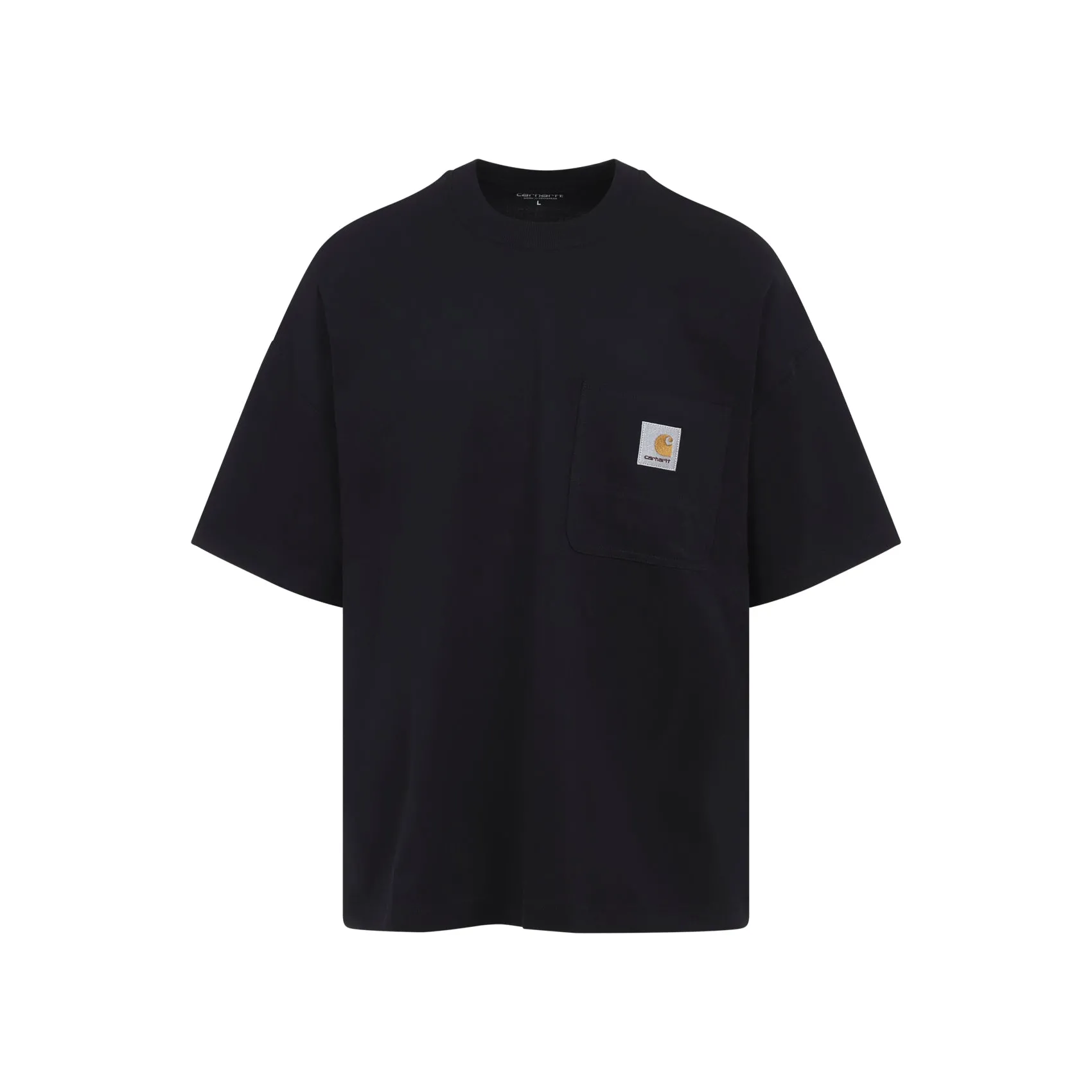 Black Cotton Short Sleeves Work Pocket T-Shirt