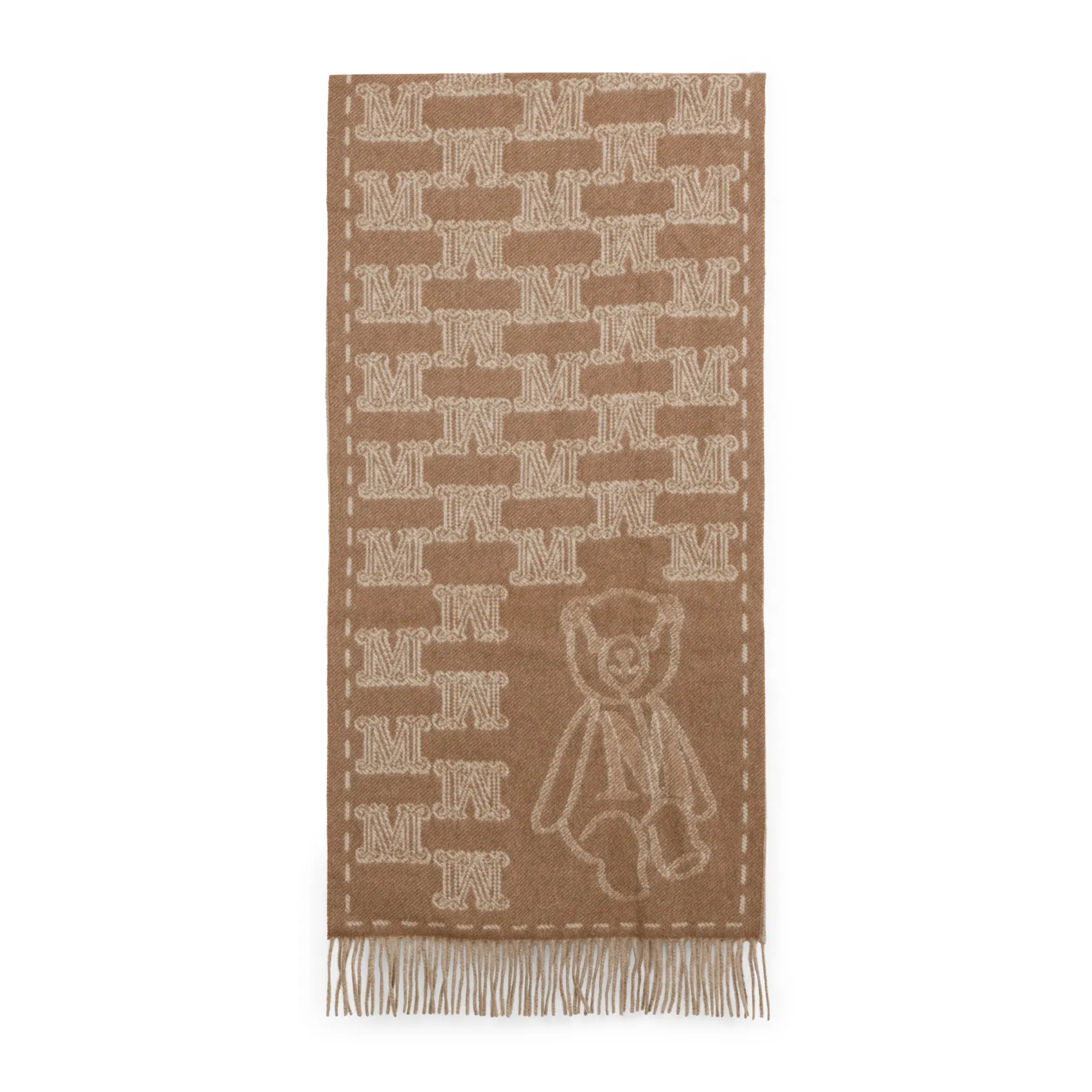 Dark Cacha Brown Cashmere Wsteddycamel Logo Teddy Scarf