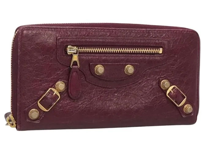 Portafoglio Lungo BALENCIAGA Pelle Viola 253053 Auth sw423 Porpora