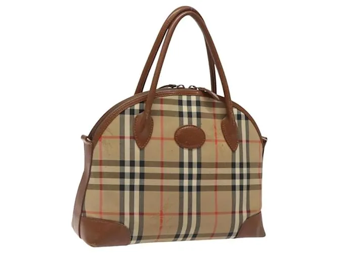 Autre Marque Borsa a mano in tela beige con motivo Nova Check di Burberrys Auth BA1647