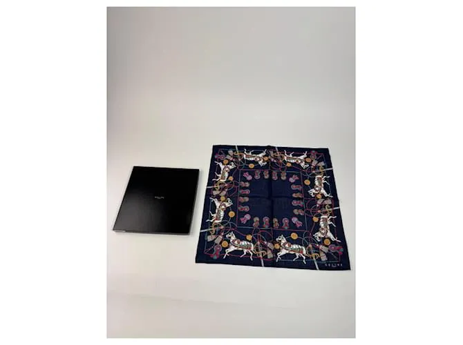 Céline Foulard in seta vintage Celine blu navy nuovo